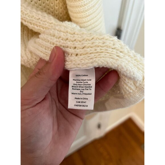 Haven Well Within Organic Cotton Honeycomb‎ Shawl Cream Cardigan Sz Small - Picture 5 of 6